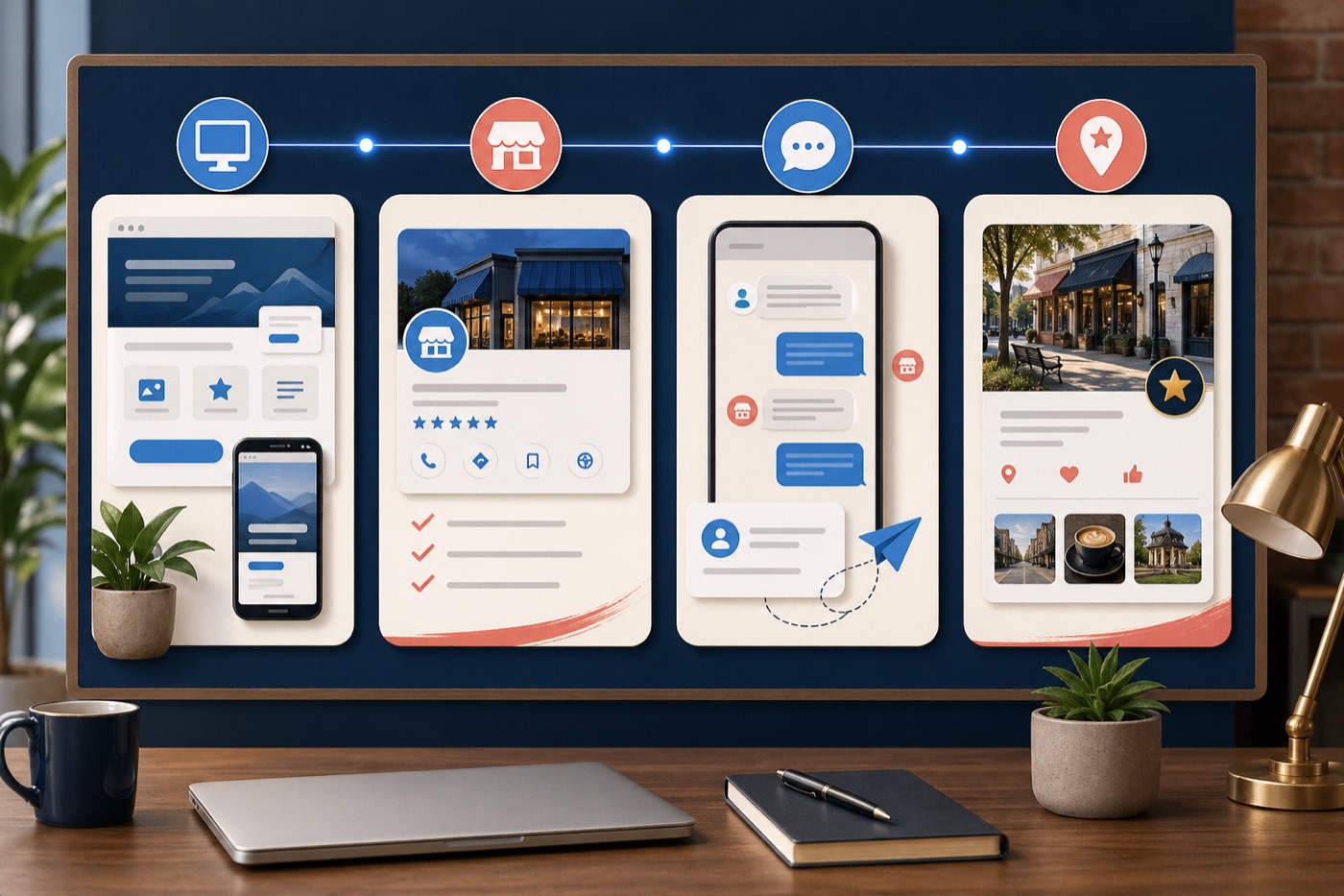 Workspace showing local business lead planning notes